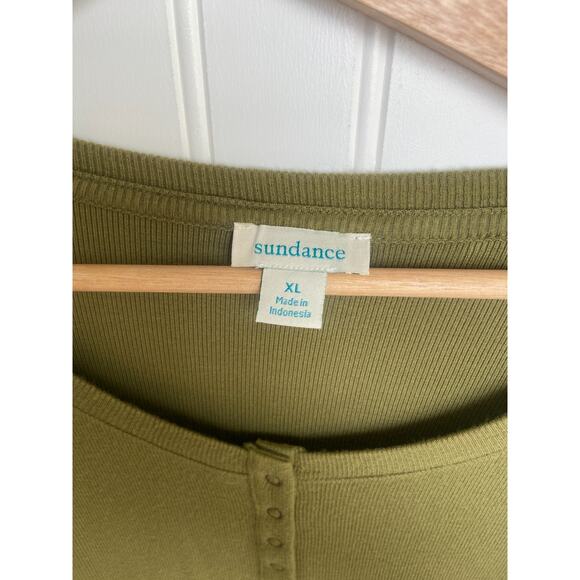 Sundance Shirt Women's XL Green Long Sleeve Button Micromodal Henley Top - Picture 3 of 5